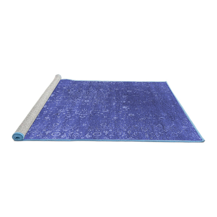 Sideview of Machine Washable Oriental Blue Industrial Rug, wshurb2772blu