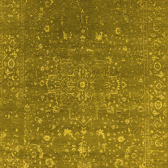 Machine Washable Oriental Yellow Industrial Rug, wshurb2772yw