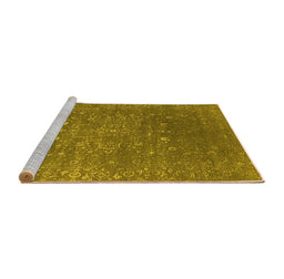 Sideview of Machine Washable Oriental Yellow Industrial Rug, wshurb2772yw