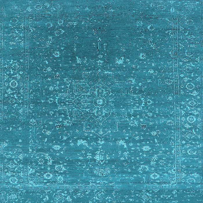 Square Machine Washable Oriental Light Blue Industrial Rug, wshurb2772lblu