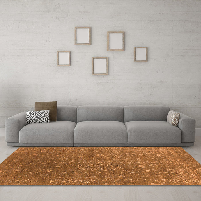 Machine Washable Oriental Orange Industrial Area Rugs in a Living Room, wshurb2772org
