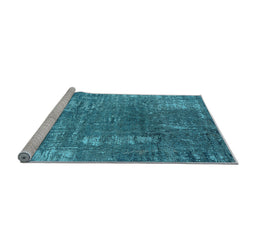 Sideview of Machine Washable Oriental Light Blue Industrial Rug, wshurb2773lblu