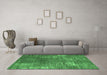 Machine Washable Oriental Emerald Green Industrial Area Rugs in a Living Room,, wshurb2773emgrn