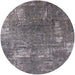 Round Mid-Century Modern Gray Oriental Rug, urb2773