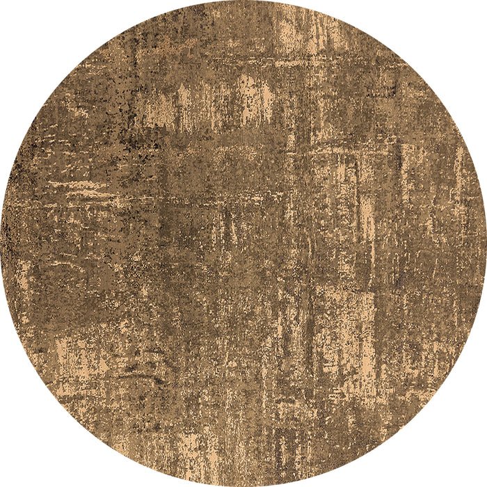 Round Machine Washable Oriental Brown Industrial Rug, wshurb2773brn