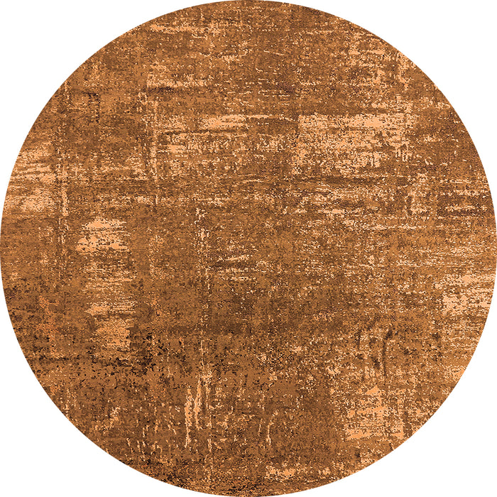 Round Machine Washable Oriental Orange Industrial Area Rugs, wshurb2773org