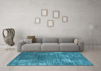 Machine Washable Oriental Light Blue Industrial Rug, wshurb2773lblu