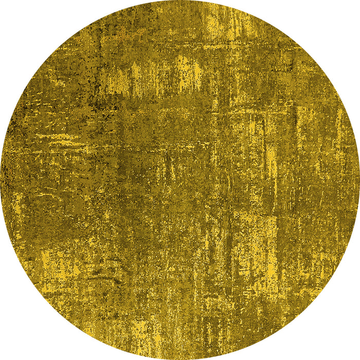 Round Machine Washable Oriental Yellow Industrial Rug, wshurb2773yw