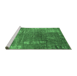 Sideview of Machine Washable Oriental Emerald Green Industrial Area Rugs, wshurb2773emgrn