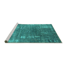 Sideview of Machine Washable Oriental Turquoise Industrial Area Rugs, wshurb2773turq