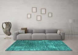 Machine Washable Oriental Turquoise Industrial Area Rugs in a Living Room,, wshurb2773turq