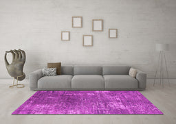 Machine Washable Oriental Pink Industrial Rug in a Living Room, wshurb2773pnk