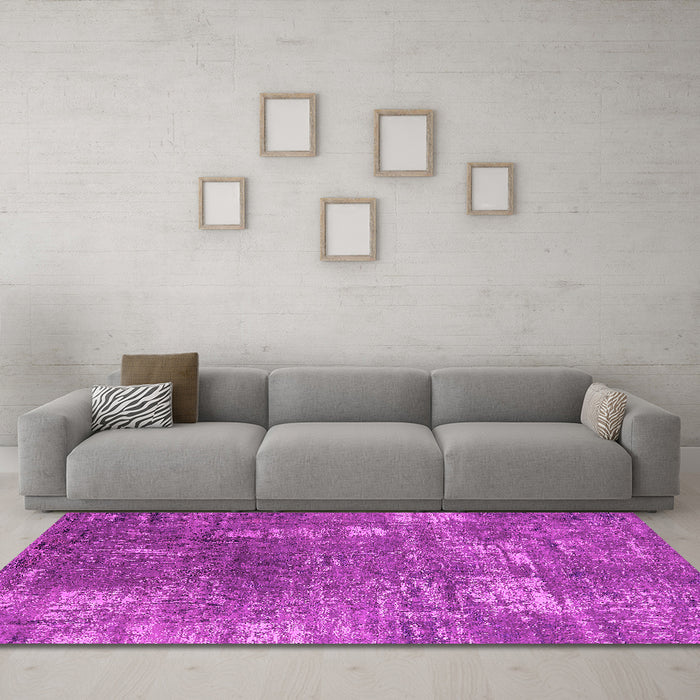 Machine Washable Oriental Pink Industrial Rug in a Living Room, wshurb2773pnk