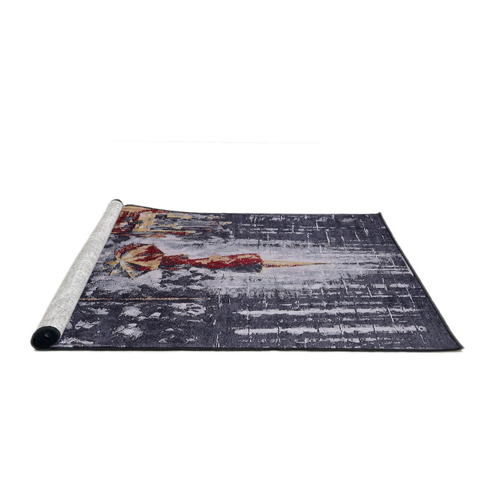 Sideview of Machine Washable Industrial Modern Black Rug, wshurb2774