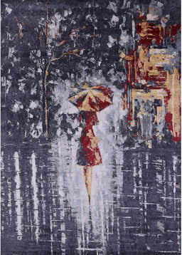 Machine Washable Industrial Modern Black Rug, wshurb2774