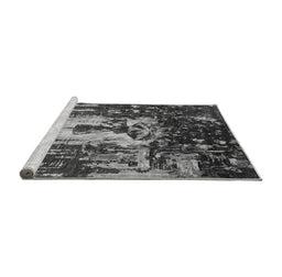 Sideview of Machine Washable Oriental Gray Industrial Rug, wshurb2774gry