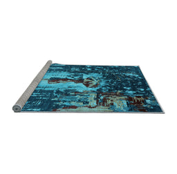 Sideview of Machine Washable Oriental Light Blue Industrial Rug, wshurb2774lblu