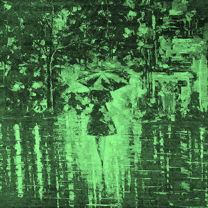 Square Machine Washable Oriental Emerald Green Industrial Area Rugs, wshurb2774emgrn