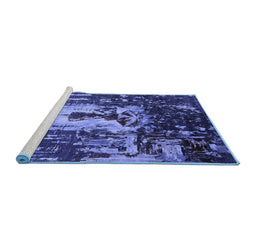Sideview of Machine Washable Oriental Blue Industrial Rug, wshurb2774blu