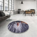 Round Mid-Century Modern Black Oriental Rug in a Office, urb2774