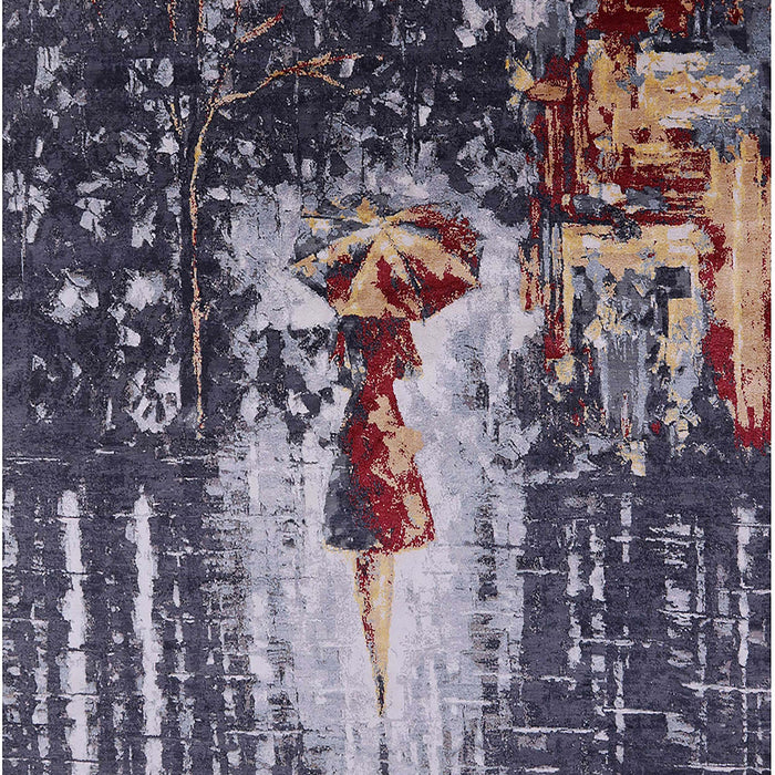 Mid-Century Modern Black Oriental Rug, urb2774