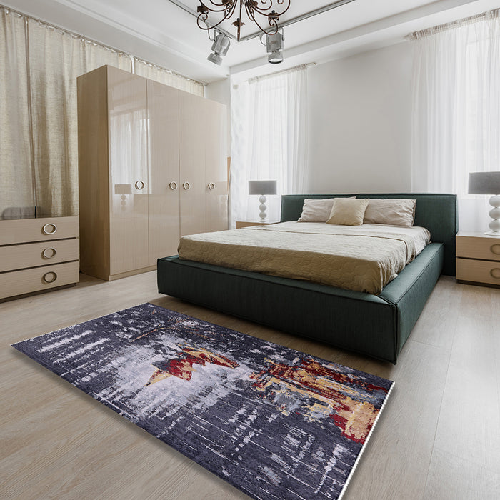 Machine Washable Industrial Modern Black Rug in a Bedroom, wshurb2774