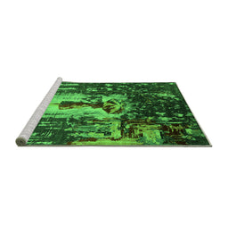Sideview of Machine Washable Oriental Green Industrial Area Rugs, wshurb2774grn