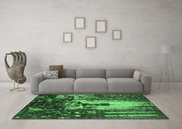 Machine Washable Oriental Emerald Green Industrial Area Rugs in a Living Room,, wshurb2774emgrn