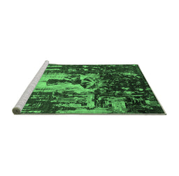 Sideview of Machine Washable Oriental Emerald Green Industrial Area Rugs, wshurb2774emgrn
