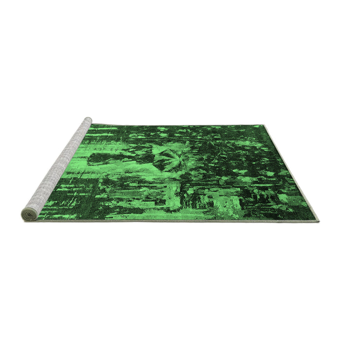 Sideview of Machine Washable Oriental Emerald Green Industrial Area Rugs, wshurb2774emgrn