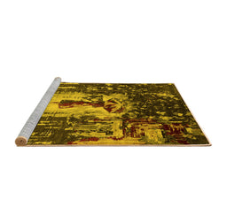 Sideview of Machine Washable Oriental Yellow Industrial Rug, wshurb2774yw
