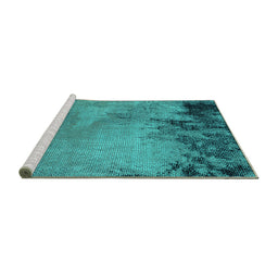 Sideview of Machine Washable Oriental Turquoise Industrial Area Rugs, wshurb2775turq