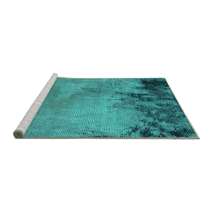Sideview of Machine Washable Oriental Turquoise Industrial Area Rugs, wshurb2775turq