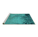 Sideview of Machine Washable Oriental Turquoise Industrial Area Rugs, wshurb2775turq