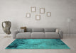 Machine Washable Oriental Turquoise Industrial Area Rugs in a Living Room,, wshurb2775turq