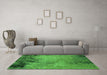 Machine Washable Oriental Green Industrial Area Rugs in a Living Room,, wshurb2775grn
