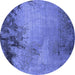 Round Oriental Blue Industrial Rug, urb2775blu