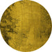 Round Oriental Yellow Industrial Rug, urb2775yw