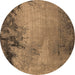 Round Oriental Brown Industrial Rug, urb2775brn