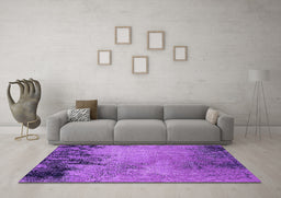 Machine Washable Oriental Purple Industrial Area Rugs in a Living Room, wshurb2775pur