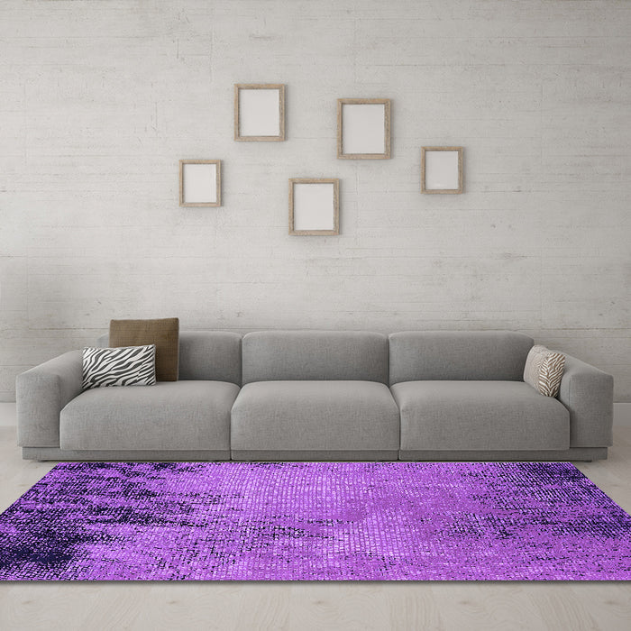 Machine Washable Oriental Purple Industrial Area Rugs in a Living Room, wshurb2775pur