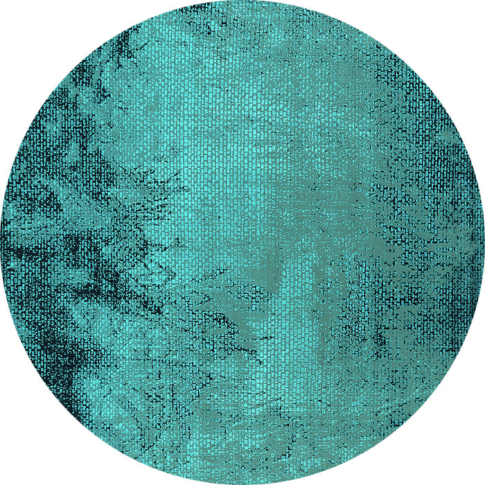 Round Machine Washable Oriental Turquoise Industrial Area Rugs, wshurb2775turq