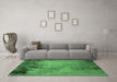 Machine Washable Oriental Emerald Green Industrial Area Rugs in a Living Room,, wshurb2775emgrn