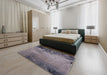 Mid-Century Modern Purple Oriental Rug in a Bedroom, urb2775