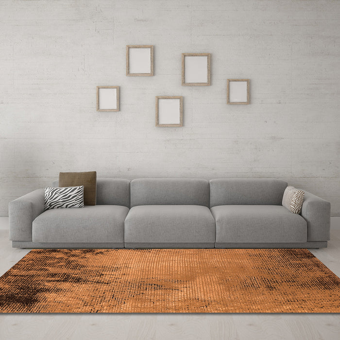 Machine Washable Oriental Orange Industrial Area Rugs in a Living Room, wshurb2775org