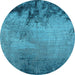 Round Oriental Light Blue Industrial Rug, urb2775lblu