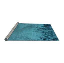 Sideview of Machine Washable Oriental Light Blue Industrial Rug, wshurb2775lblu