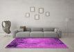 Machine Washable Oriental Pink Industrial Rug in a Living Room, wshurb2775pnk