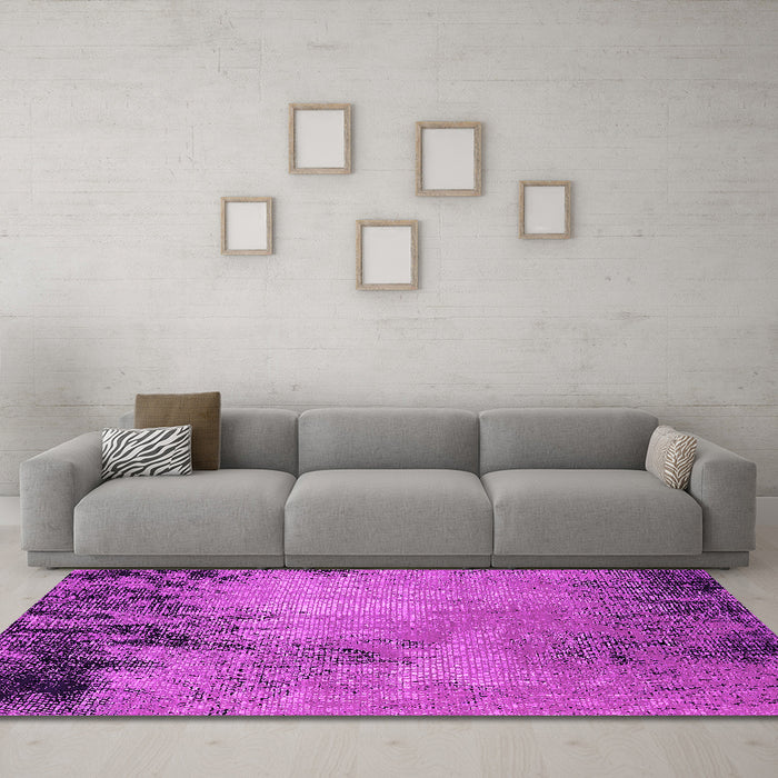 Machine Washable Oriental Pink Industrial Rug in a Living Room, wshurb2775pnk