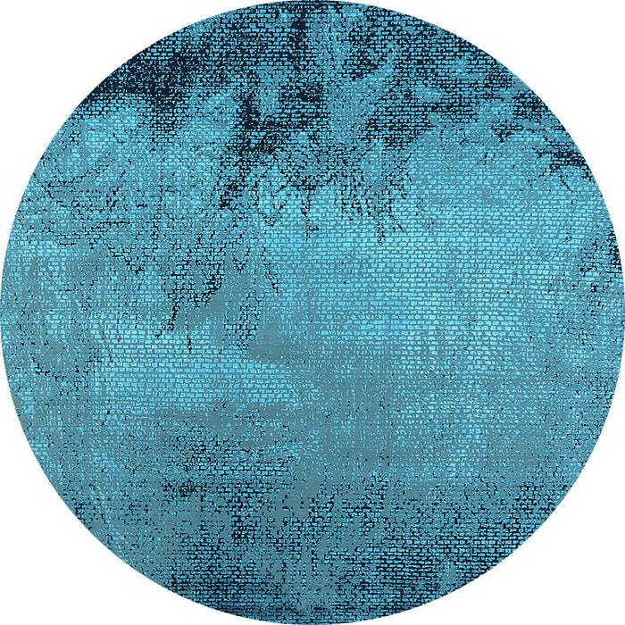 Round Machine Washable Oriental Light Blue Industrial Rug, wshurb2775lblu